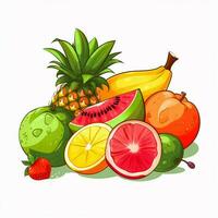 hala frutta 2d cartone animato vettore illustrazione su bianca backgro foto