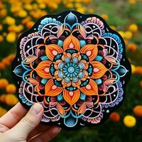 immaginare un' etichetta con un intricato simile a un mandala modello foto