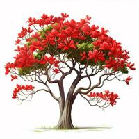 indiano corallo albero fiore 2d cartone animato illustraton su bianca B foto