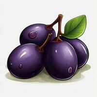 Jamun 2d cartone animato illustraton su bianca sfondo alto qual foto