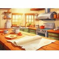 cucina carta 2d cartone animato illustraton su bianca sfondo h foto