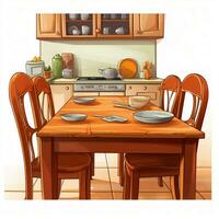 cucina tavolo 2d cartone animato illustraton su bianca sfondo h foto