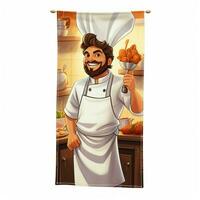 cucina asciugamano 2d cartone animato illustraton su bianca sfondo h foto