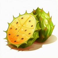 kiwano 2d cartone animato illustraton su bianca sfondo alto qua foto