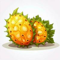 kiwano 2d cartone animato illustraton su bianca sfondo alto qua foto