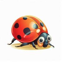 coccinella 2d cartone animato vettore illustrazione su bianca sfondo foto