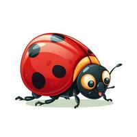 coccinella 2d cartone animato vettore illustrazione su bianca sfondo foto