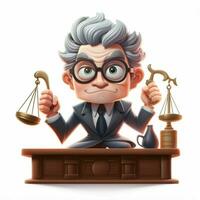 uomo giudice 2d cartone animato illustraton su bianca sfondo alto foto