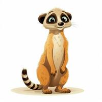 meerkat 2d cartone animato vettore illustrazione su bianca sfondo foto