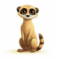 meerkat 2d cartone animato vettore illustrazione su bianca sfondo foto