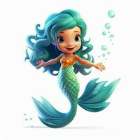 merperson 2d cartone animato illustraton su bianca sfondo alto foto