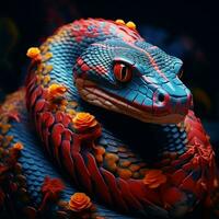 ipnotizzante serpente con un' vivace fantasia pelle foto