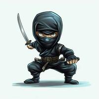 ninja 2d cartone animato illustraton su bianca sfondo alto qual foto