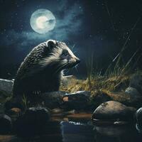 notturno animali esplorando il mondo sotto il chiaro di luna foto