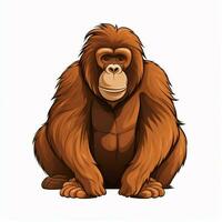 orangutan 2d cartone animato vettore illustrazione su bianca backgrou foto
