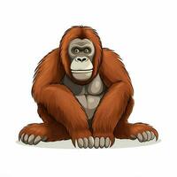 orangutan 2d cartone animato vettore illustrazione su bianca backgrou foto