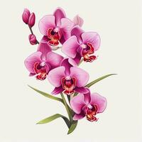 orchidea 2d cartone animato illustraton su bianca sfondo alto qua foto