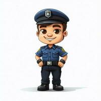 polizia ufficiale 2d cartone animato illustraton su bianca sfondo foto