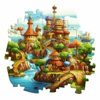 puzzle 2d cartone animato illustraton su bianca sfondo alto qua foto