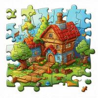 puzzle 2d cartone animato illustraton su bianca sfondo alto qua foto
