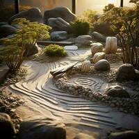 silenzioso bellezza di un' di ispirazione zen roccia giardino foto