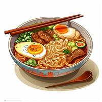 ramen 2d vettore illustrazione cartone animato nel bianca sfondo h foto