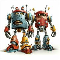 roccia em calzino em robot 2d cartone animato illustraton su bianca bac foto