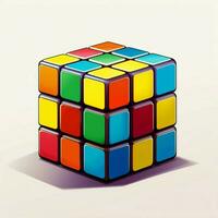 rubik cubo 2d cartone animato illustraton su bianca sfondo Ciao G foto