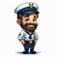 marinaio 2d cartone animato vettore illustrazione su bianca sfondo foto