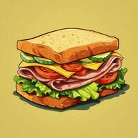 Sandwich 2d cartone animato vettore illustrazione su bianca backgroun foto