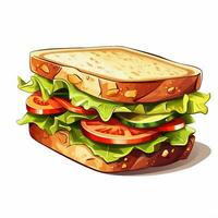 Sandwich 2d cartone animato vettore illustrazione su bianca backgroun foto