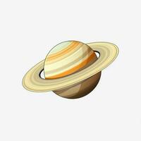 Saturno 2d cartone animato vettore illustrazione su bianca sfondo foto