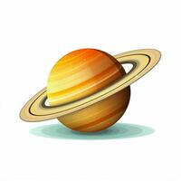 Saturno 2d cartone animato vettore illustrazione su bianca sfondo foto