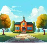 scuola 2d cartone animato vettore illustrazione su bianca sfondo foto