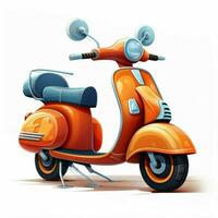 scooter 2d cartone animato illustraton su bianca sfondo alto qui foto