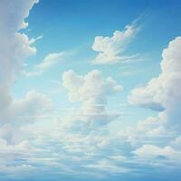 morbido ciuffi di nuvole alla deriva su un' sereno pallido blu cielo foto
