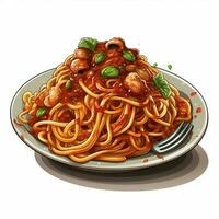 spaghetti 2d vettore illustrazione cartone animato nel bianca backgrou foto