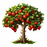 fragola albero 2d cartone animato illustraton su bianca sfondo foto