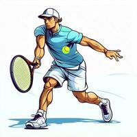 tennis 2d cartone animato vettore illustrazione su bianca sfondo foto