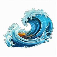 di marea onda 2d cartone animato vettore illustrazione su bianca backgro foto