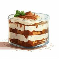 Tiramisù 2d vettore illustrazione cartone animato nel bianca backgroun foto