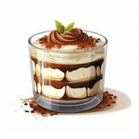 Tiramisù 2d cartone animato vettore illustrazione su bianca backgroun foto