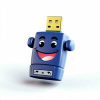 USB giocattolo 2d cartone animato illustraton su bianca sfondo alto qui foto