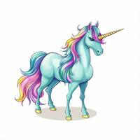 unicorno 2d cartone animato vettore illustrazione su bianca sfondo foto