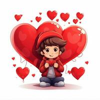 San Valentino 2d cartone animato vettore illustrazione su bianca backgrou foto