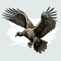 avvoltoio 2d cartone animato vettore illustrazione su bianca sfondo foto