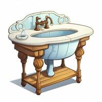lavabo 2d cartone animato illustraton su bianca sfondo alto foto