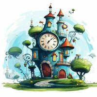 orologio 2d cartone animato illustraton su bianca sfondo alto qual foto