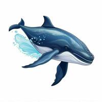 balena 2d cartone animato vettore illustrazione su bianca sfondo h foto
