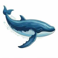 balena 2d cartone animato vettore illustrazione su bianca sfondo h foto